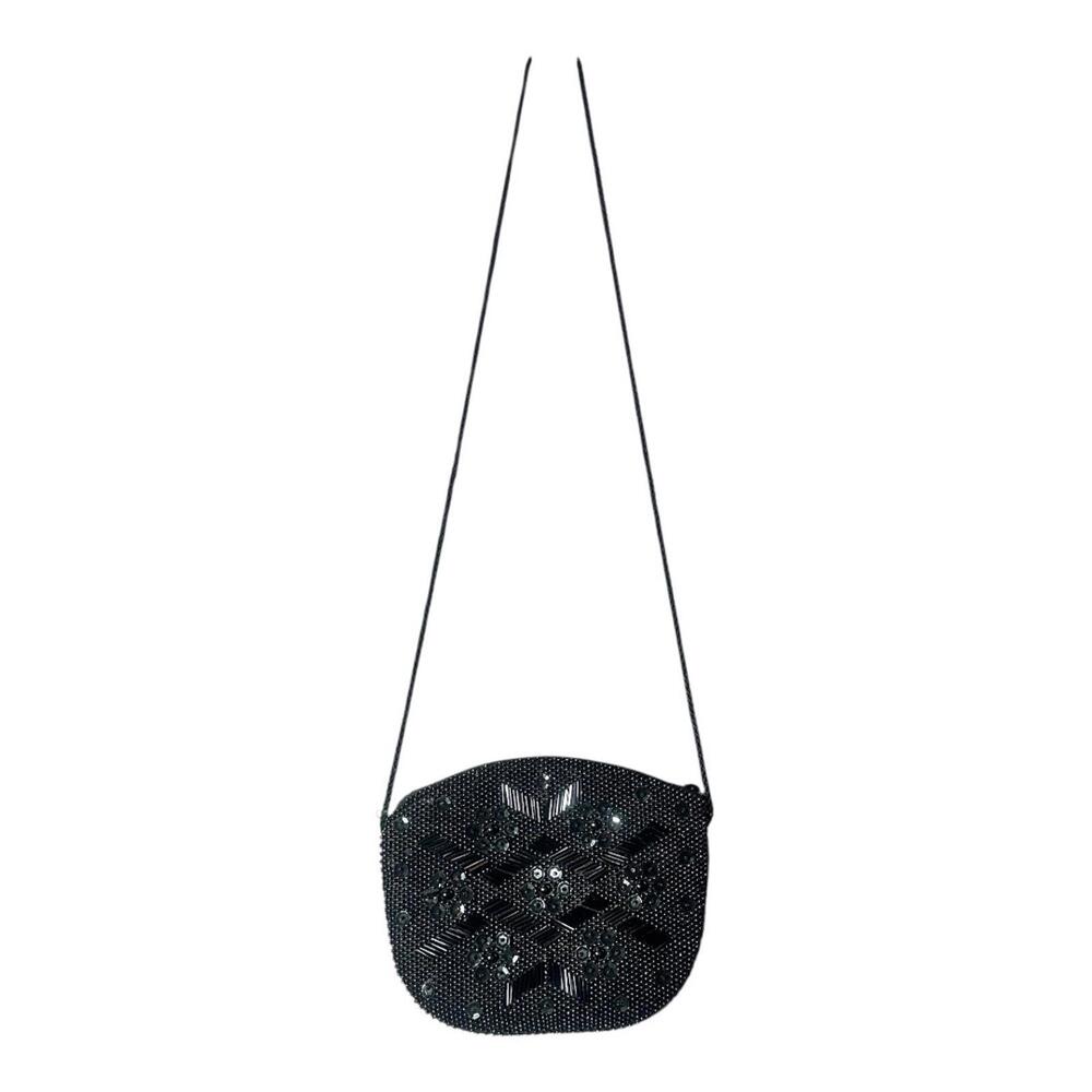Rare Vintage Loredana‎ Small Beaded & Sequins  Shoulder Bag in Black - Picture 6 of 12